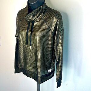 Dkny Sport Small Slip Over Long Sleeve Gold & Black Pullover